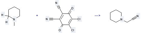 1-Piperidineacetonitrile can be obtained by 4,5-Dichloro-3,6-dioxo-cyclohexa-1,4-diene-1,2-dicarbonitrile and 1-Methyl-piperidine